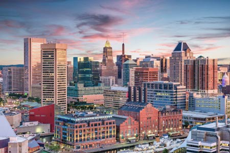 Baltimore Maryland cityscape.