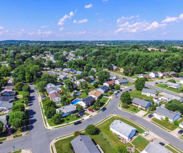 Aerial of a Neighborhood in Parkville in Baltimore County, Maryland